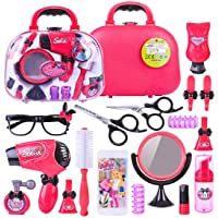 Tosbess Estilismo y Peluqueria Juego Maletin De Belleza y peluqueria Juguete de joyería Set con Accesorios con 18 Piezas…